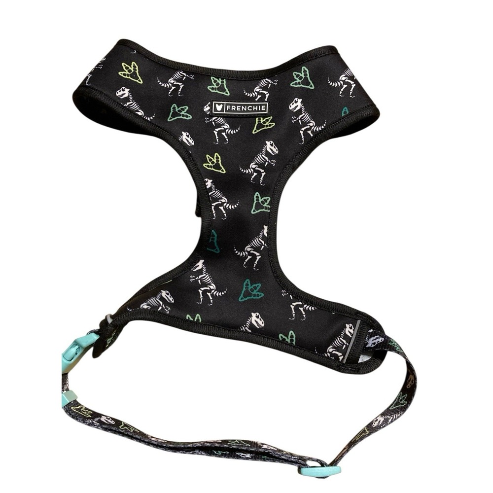 Frenchie Dog Harness T-Rex Bones Halloween Reversible Size M